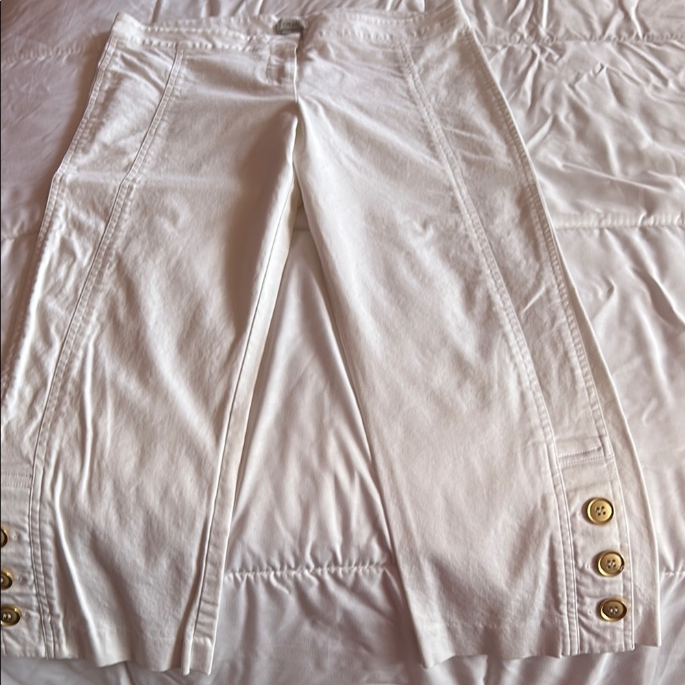 Cache Gold-Accented White Capris
